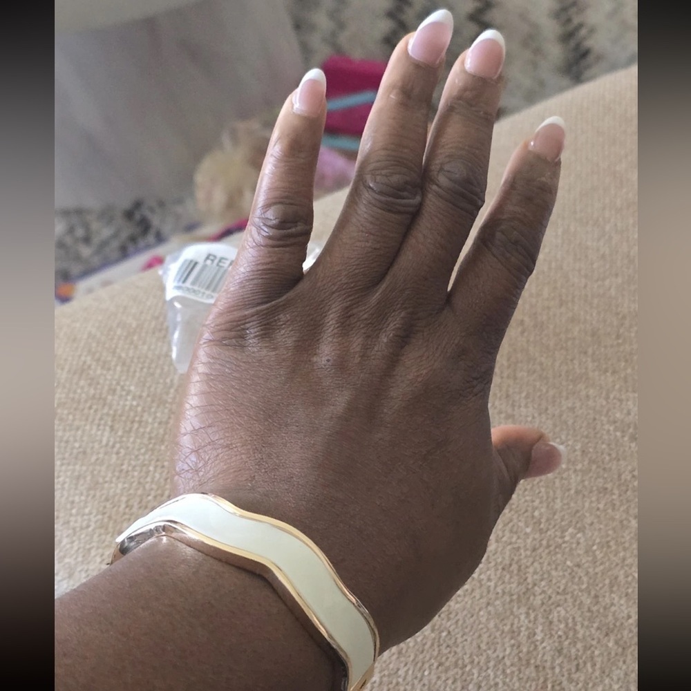 Anne Klein Beautiful 2 Tone Wavy  Cuff Bracelet Gold White Women New